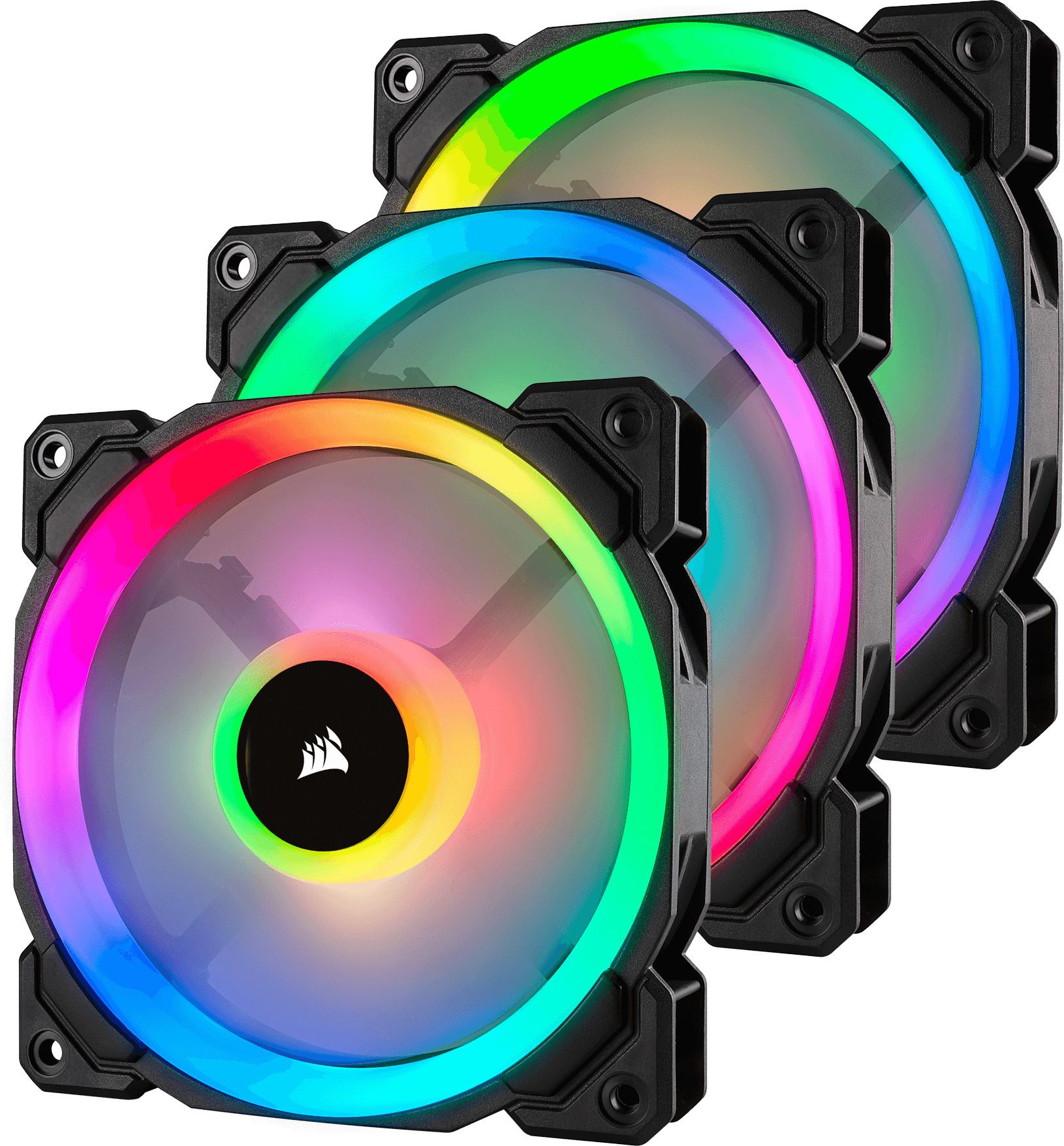 CORSAIR Fan LL120 RGB 120mm Dual Light Loop RGB LED PWM Fan 3 pack with Lighting Node Pro